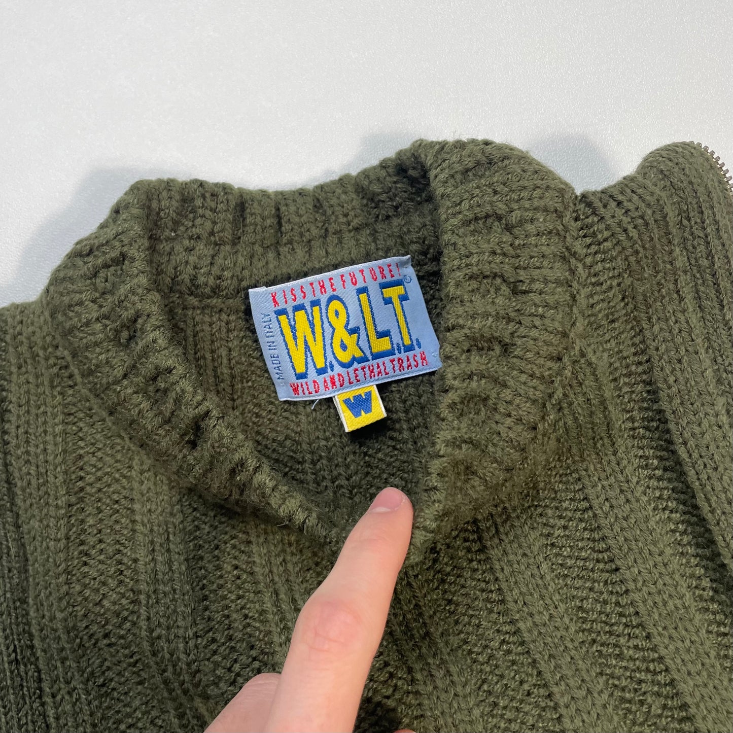 f/w1998 W&LT thick ribbed zip sweater