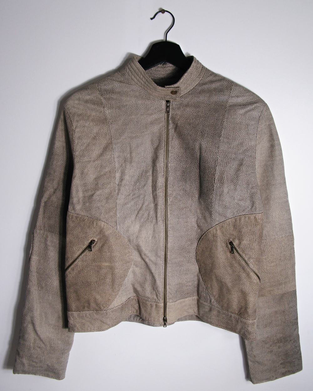 speckled leather biker jacket