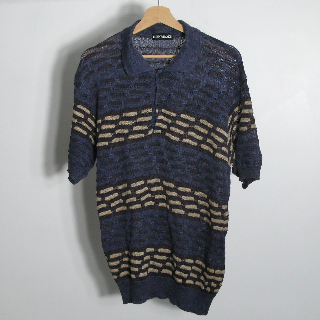 90s Issey Miyake 3d knit polo shirt