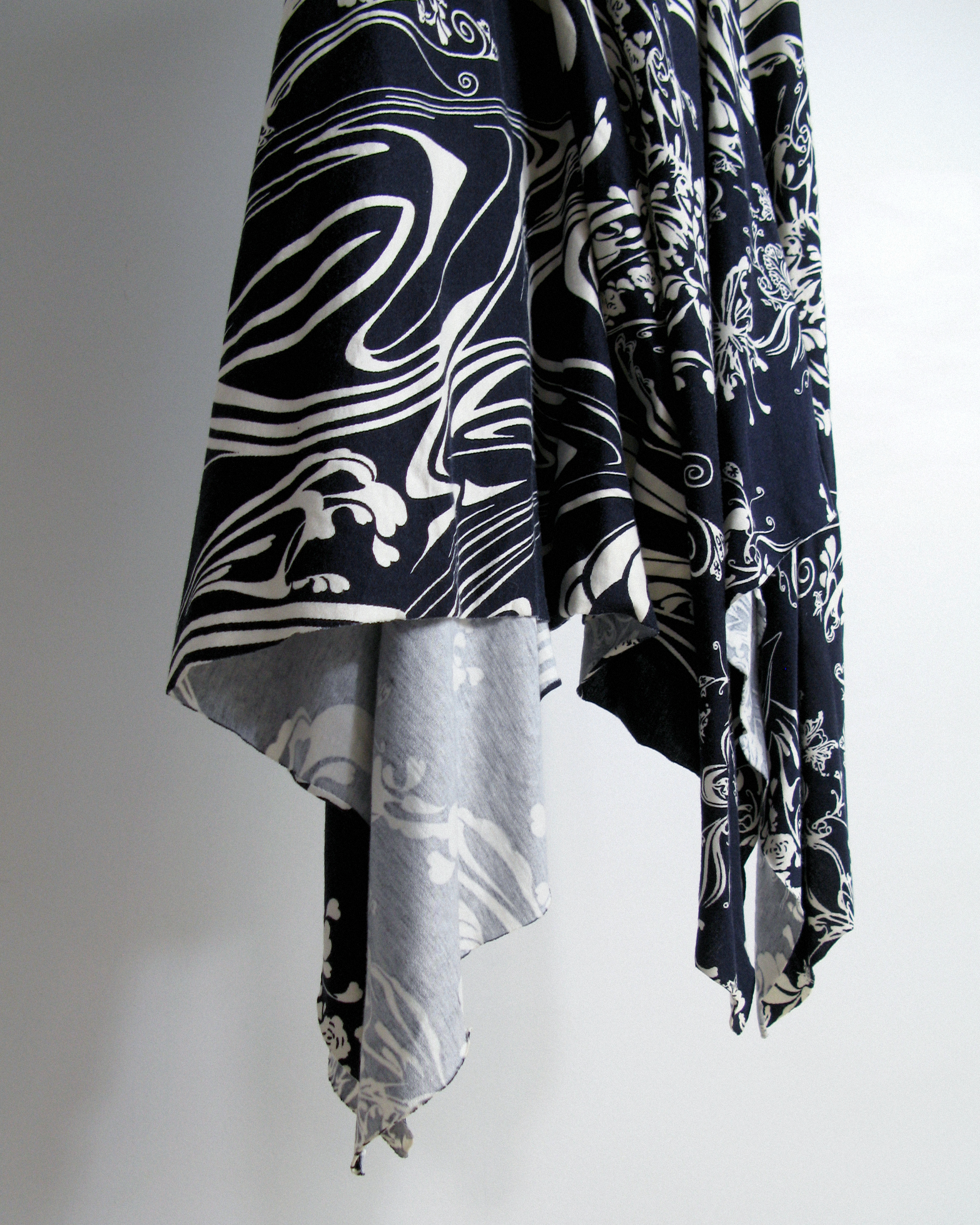 s/s2004 Issey Miyake butterfly tattoo print asymmetric skirt