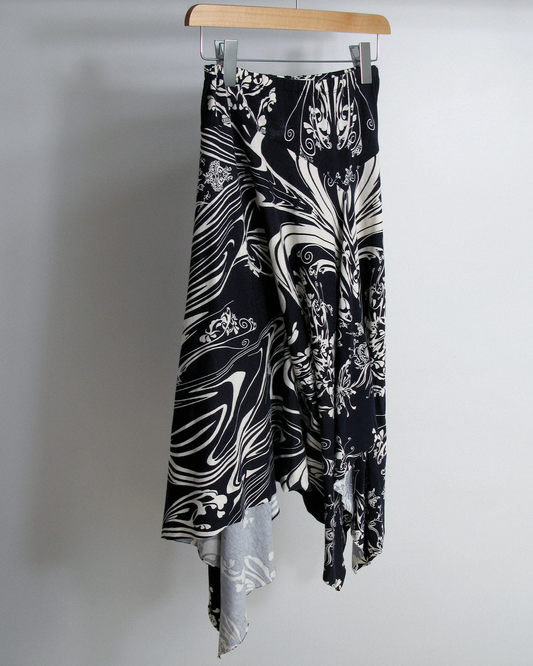 s/s2004 Issey Miyake butterfly tattoo print asymmetric skirt