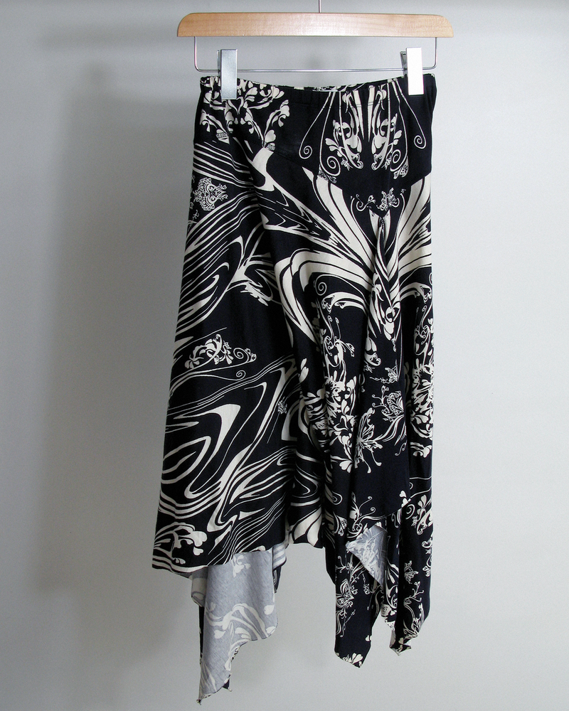 s/s2004 Issey Miyake butterfly tattoo print asymmetric skirt