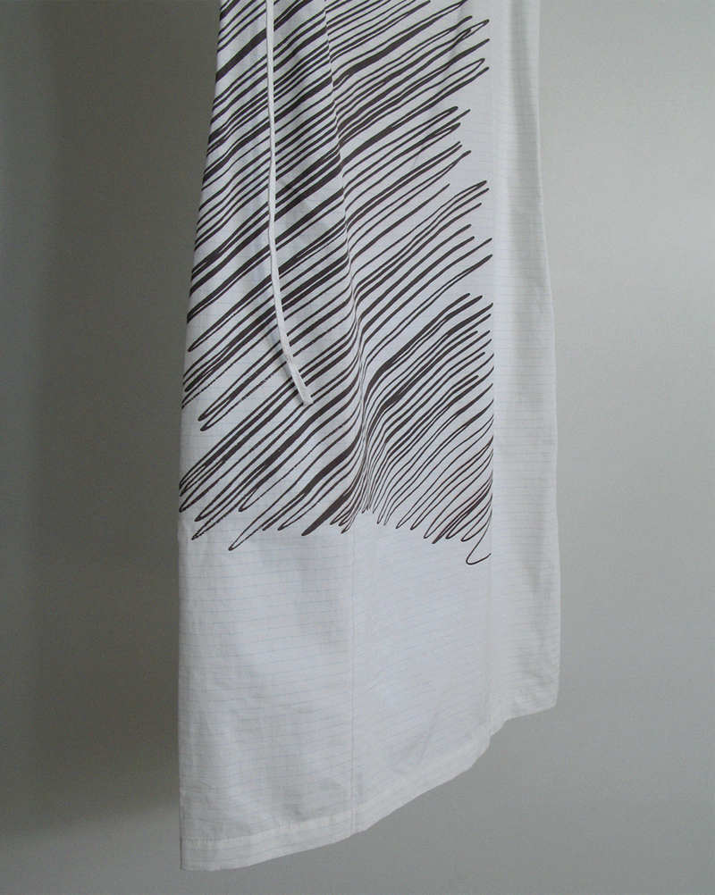 s/s2001 Hussein Chalayan scribble print loop strap dress