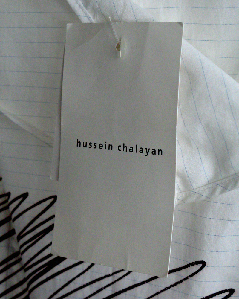 s/s2001 Hussein Chalayan scribble print loop strap dress
