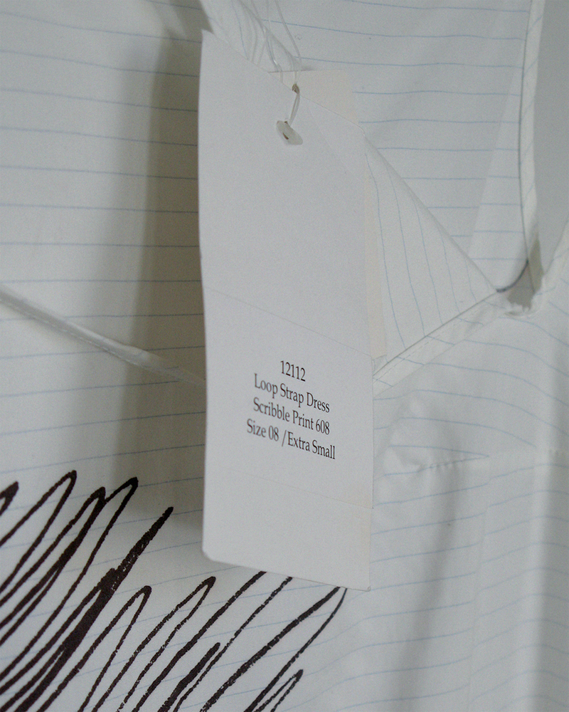 s/s2001 Hussein Chalayan scribble print loop strap dress