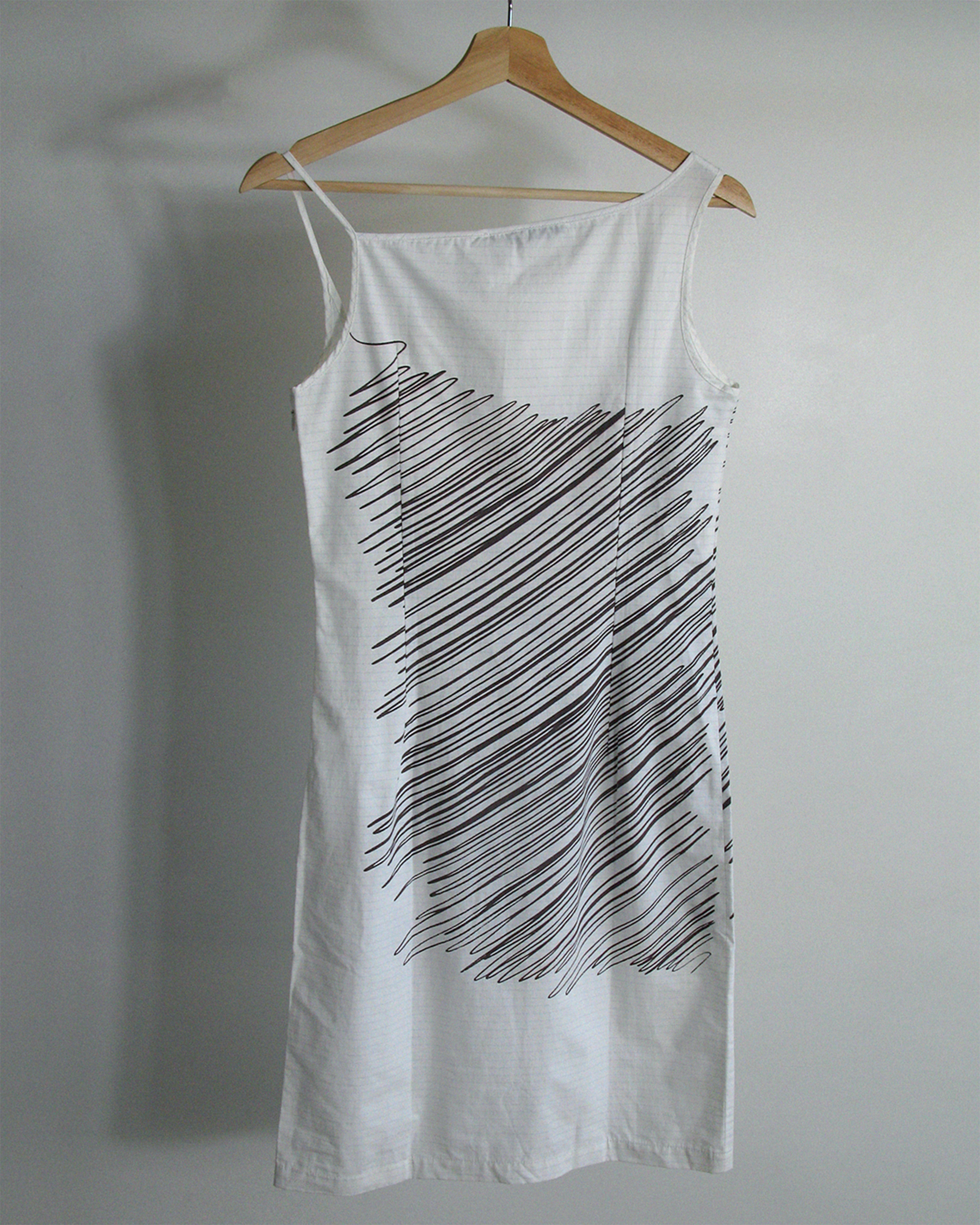 s/s2001 Hussein Chalayan scribble print loop strap dress